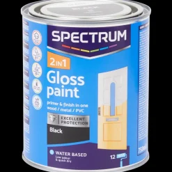 Spectrum 2-in-1 hoogglans verf zwart Zwart 750 ml | Action NL