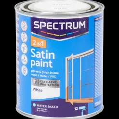 Spectrum 2-in-1 satijnglans verf wit Wit 750 ml | Action NL